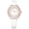 Reloj Crystalline Aura de fabricación suiza, correa de cuero, blanco, acabado en tono oro rosa Reloj Crystalline Aura de fabricación suiza, correa de cuero, blanco, acabado en tono oro rosa