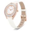 Reloj Crystalline Aura de fabricación suiza, correa de cuero, blanco, acabado en tono oro rosa Reloj Crystalline Aura de fabricación suiza, correa de cuero, blanco, acabado en tono oro rosa
