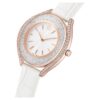 Reloj Crystalline Aura de fabricación suiza, correa de cuero, blanco, acabado en tono oro rosa Reloj Crystalline Aura de fabricación suiza, correa de cuero, blanco, acabado en tono oro rosa