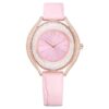 Reloj Crystalline Aura de fabricación suiza, correa de cuero, rosa, acabado en tono oro rosa