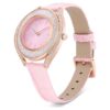 Reloj Crystalline Aura de fabricación suiza, correa de cuero, rosa, acabado en tono oro rosa