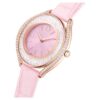 Reloj Crystalline Aura de fabricación suiza, correa de cuero, rosa, acabado en tono oro rosa
