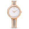 Reloj Crystalline tipo brazalete con cristales, fabricado en Suiza, pulsera de metal, color beige, acabado tono oro rosa