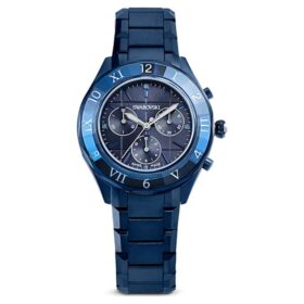 Reloj Dextera Chrono de 39 mm, fabricado en Suiza, pulsera de metal, azul, acabado azul