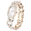 Reloj Dextera con cadena, fabricación suiza, pulsera de cristales, blanco, acabado en tono oro champán