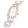 Reloj Dextera con cadena, fabricación suiza, pulsera de cristales, blanco, acabado en tono oro champán