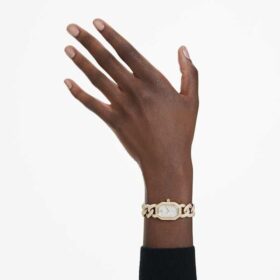 Reloj Dextera con cadena, fabricado en Suiza, pulseras de cristales, tono dorado, acabado dorado Reloj Dextera con cadena, fabricado en Suiza, pulseras de cristales, tono dorado, acabado dorado