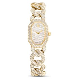 Reloj Dextera con cadena, fabricado en Suiza, pulseras de cristales, tono dorado, acabado dorado Reloj Dextera con cadena, fabricado en Suiza, pulseras de cristales, tono dorado, acabado dorado