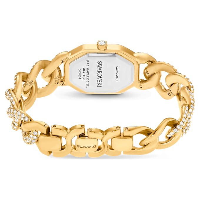 Reloj Dextera con cadena, fabricado en Suiza, pulseras de cristales, tono dorado, acabado dorado Reloj Dextera con cadena, fabricado en Suiza, pulseras de cristales, tono dorado, acabado dorado