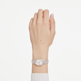 Reloj Dextera Octagon de fabricación suiza, brazalete de metal, tono plateado, acabado tono oro rosa