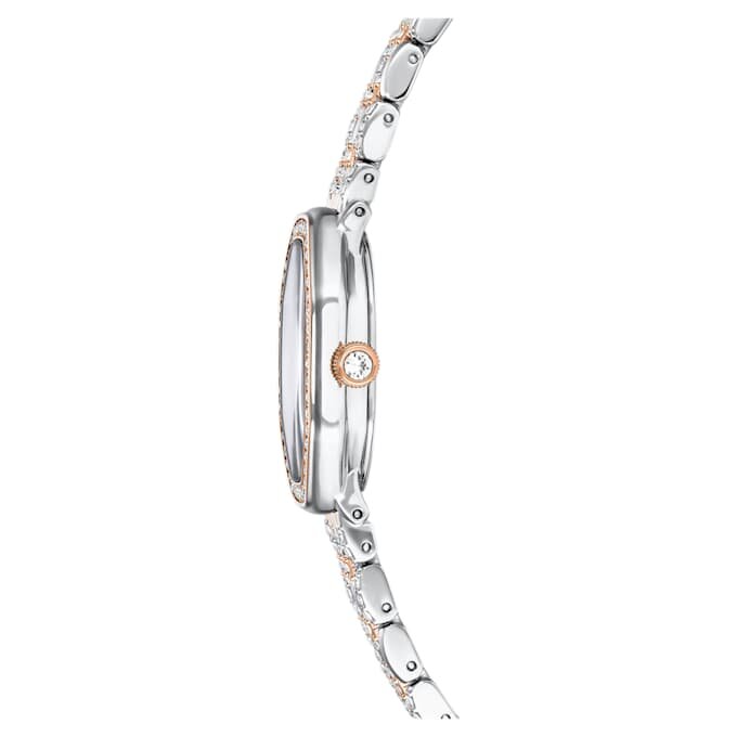 Reloj Dextera Octagon de fabricación suiza, brazalete de metal, tono plateado, acabado tono oro rosa Reloj Dextera Octagon de fabricación suiza, brazalete de metal, tono plateado, acabado tono oro rosa