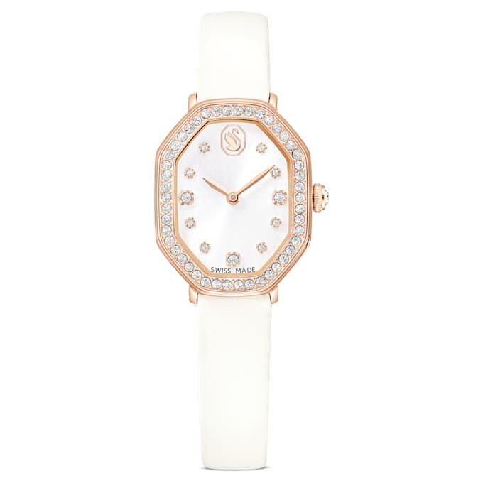 Reloj Dextera Octagon de fabricación suiza, correa de cuero, blanco, acabado en tono oro rosa Reloj Dextera Octagon de fabricación suiza, correa de cuero, blanco, acabado en tono oro rosa