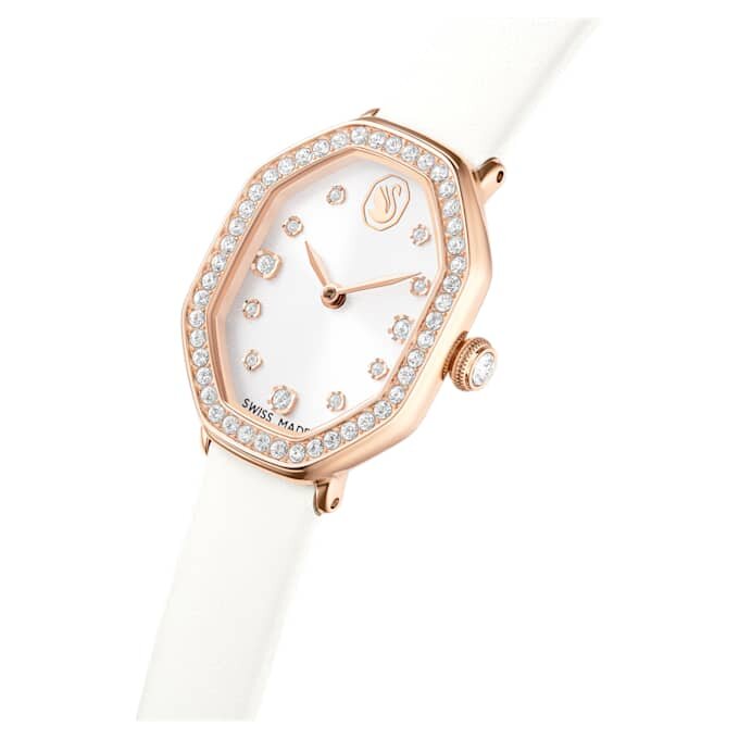 Reloj Dextera Octagon de fabricación suiza, correa de cuero, blanco, acabado en tono oro rosa Reloj Dextera Octagon de fabricación suiza, correa de cuero, blanco, acabado en tono oro rosa
