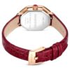 Reloj Dextera Octagon de fabricación suiza, correa de cuero, rojo, acabado en tono oro rosa