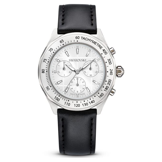 Reloj Dextera Tachymetre de fabricación suiza, correa de cuero, tono plateado, acero inoxidable Reloj Dextera Tachymetre de fabricación suiza, correa de cuero, tono plateado, acero inoxidable