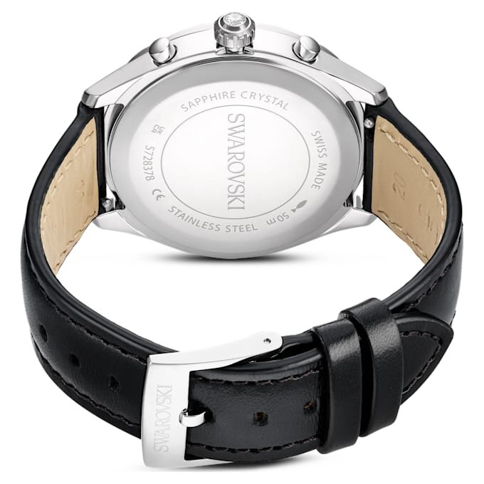 Reloj Dextera Tachymetre de fabricación suiza, correa de cuero, tono plateado, acero inoxidable Reloj Dextera Tachymetre de fabricación suiza, correa de cuero, tono plateado, acero inoxidable