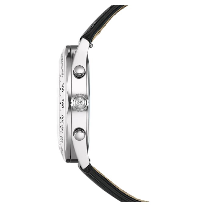 Reloj Dextera Tachymetre de fabricación suiza, correa de cuero, tono plateado, acero inoxidable Reloj Dextera Tachymetre de fabricación suiza, correa de cuero, tono plateado, acero inoxidable