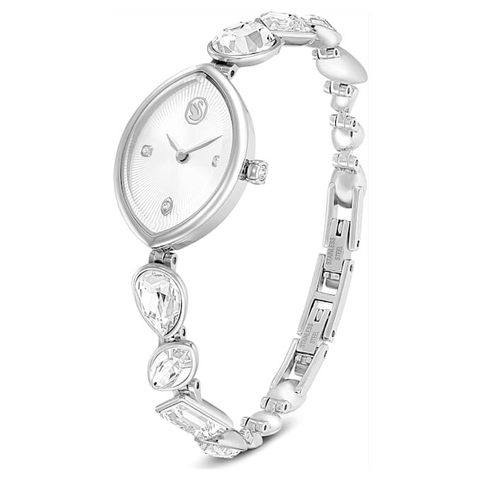 Reloj Gema con pulsera de cristales, tono plateado, acero inoxidable Reloj Gema con pulsera de cristales, tono plateado, acero inoxidable