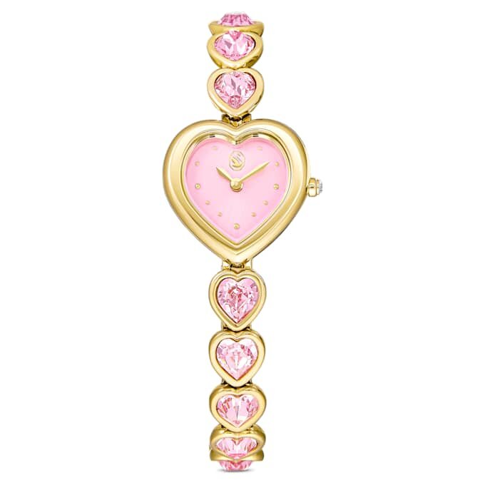 Reloj Idyllia Heart con pulsera de cristales, rosa, acabado dorado Reloj Idyllia Heart con pulsera de cristales, rosa, acabado dorado