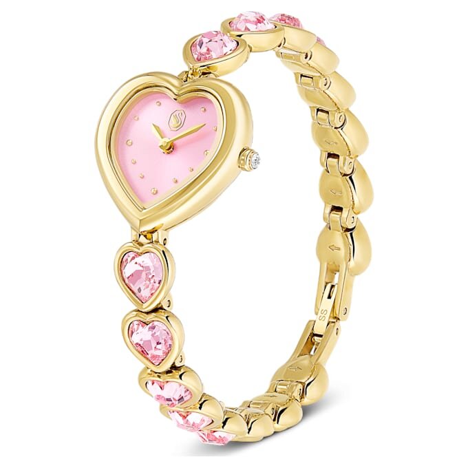 Reloj Idyllia Heart con pulsera de cristales, rosa, acabado dorado Reloj Idyllia Heart con pulsera de cristales, rosa, acabado dorado