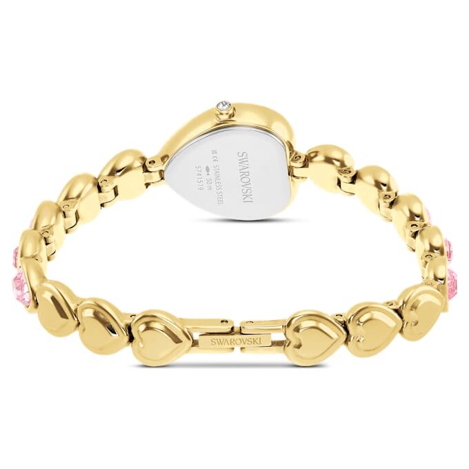 Reloj Idyllia Heart con pulsera de cristales, rosa, acabado dorado Reloj Idyllia Heart con pulsera de cristales, rosa, acabado dorado