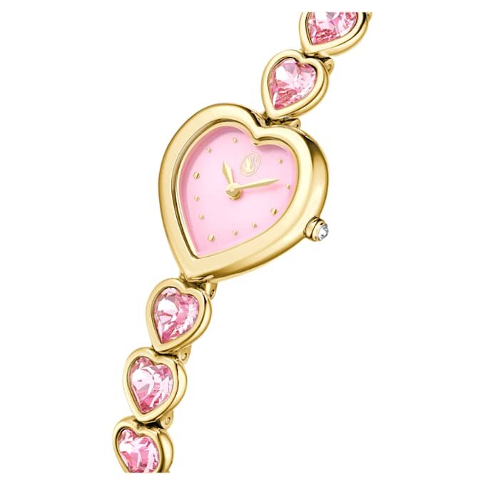 Reloj Idyllia Heart con pulsera de cristales, rosa, acabado dorado Reloj Idyllia Heart con pulsera de cristales, rosa, acabado dorado