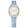 Reloj Imber Oval de fabricación suiza, correa de cuero, azul, acabado en tono dorado champán Reloj Imber Oval de fabricación suiza, correa de cuero, azul, acabado en tono dorado champán
