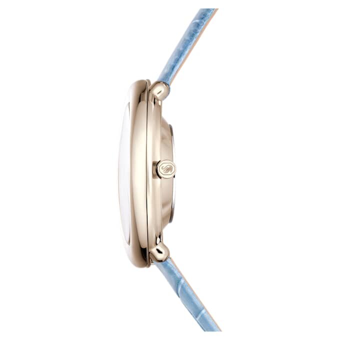 Reloj Imber Oval de fabricación suiza, correa de cuero, azul, acabado en tono dorado champán Reloj Imber Oval de fabricación suiza, correa de cuero, azul, acabado en tono dorado champán