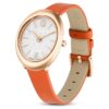 Reloj Imber Oval de fabricación suiza, correa de cuero, naranja, acabado en tono oro rosa Reloj Imber Oval de fabricación suiza, correa de cuero, naranja, acabado en tono oro rosa
