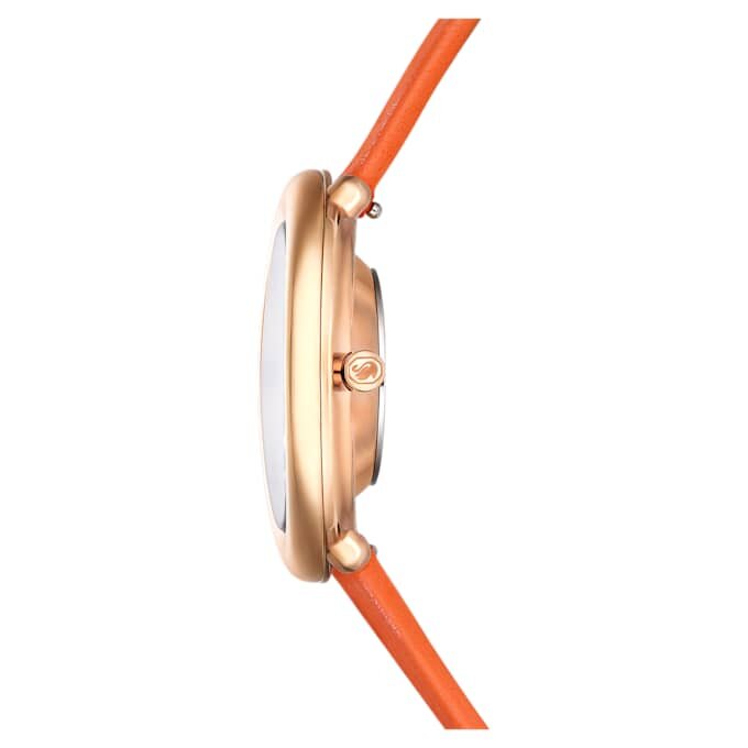 Reloj Imber Oval de fabricación suiza, correa de cuero, naranja, acabado en tono oro rosa Reloj Imber Oval de fabricación suiza, correa de cuero, naranja, acabado en tono oro rosa