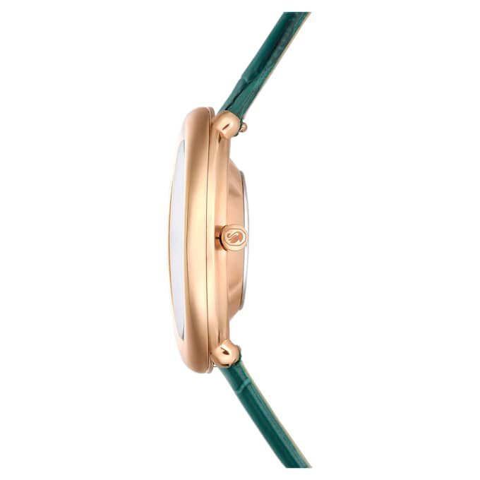 Reloj Imber Oval de fabricación suiza, correa de cuero, verde, acabado en tono oro rosa Reloj Imber Oval de fabricación suiza, correa de cuero, verde, acabado en tono oro rosa
