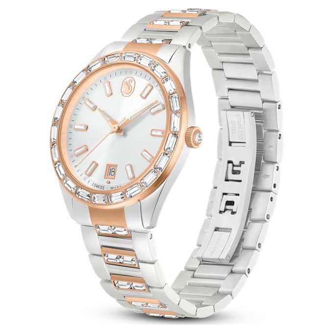 Reloj Matrix Date de fabricación suiza, pulsera de metal, tono oro rosa, acabado de metales mixtos Reloj Matrix Date de fabricación suiza, pulsera de metal, tono oro rosa, acabado de metales mixtos