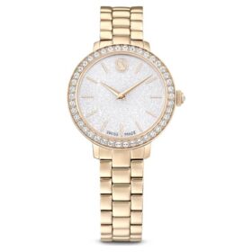 Reloj Matrix de 3 eslabones, fabricado en Suiza, brazalete de metal, tono dorado, acabado en tono dorado champán