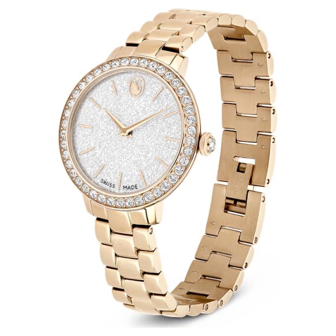 Reloj Matrix de 3 eslabones, fabricado en Suiza, brazalete de metal, tono dorado, acabado en tono dorado champán Reloj Matrix de 3 eslabones, fabricado en Suiza, brazalete de metal, tono dorado, acabado en tono dorado champán