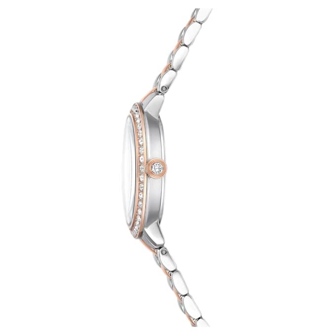 Reloj Matrix de 3 eslabones, fabricado en Suiza, brazalete de metal, tono plateado, acabado en tono oro rosa Reloj Matrix de 3 eslabones, fabricado en Suiza, brazalete de metal, tono plateado, acabado en tono oro rosa