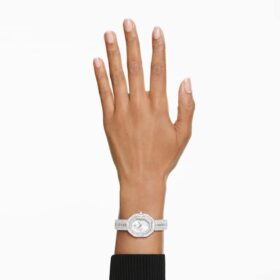Reloj Matrix Octagon con corte baguette, pulseras de metal, tono plateado, acero inoxidable