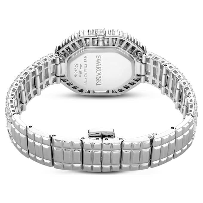 Reloj Matrix Octagon con corte baguette, pulseras de metal, tono plateado, acero inoxidable Reloj Matrix Octagon con corte baguette, pulseras de metal, tono plateado, acero inoxidable