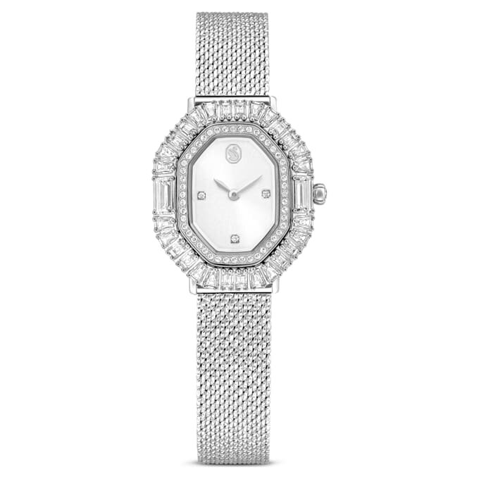 Reloj Matrix Octagon con pulsera de metal, tono plateado, acero inoxidable Reloj Matrix Octagon con pulsera de metal, tono plateado, acero inoxidable