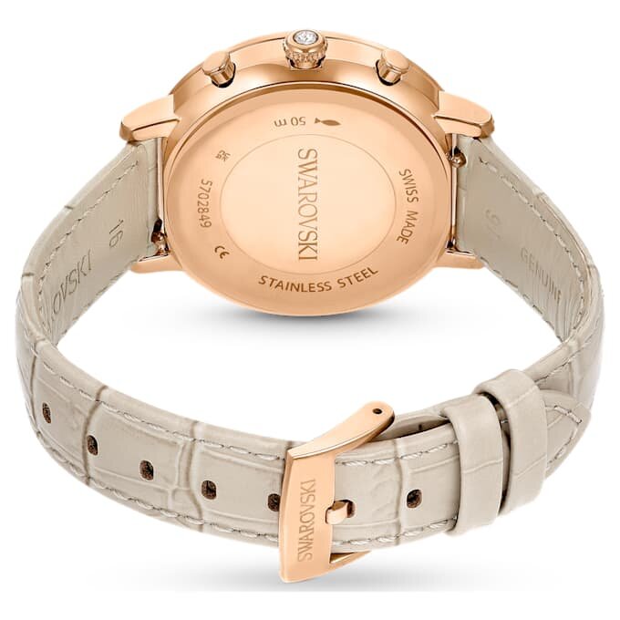 Reloj Matrix Tennis Chrono de fabricación suiza, correa de cuero, color beige, acabado en tono oro rosa Reloj Matrix Tennis Chrono de fabricación suiza, correa de cuero, color beige, acabado en tono oro rosa