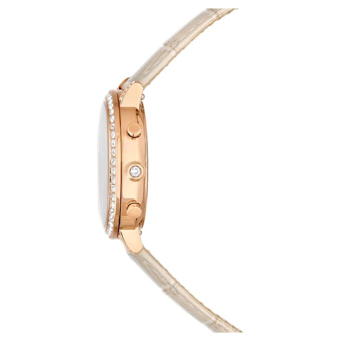 Reloj Matrix Tennis Chrono de fabricación suiza, correa de cuero, color beige, acabado en tono oro rosa Reloj Matrix Tennis Chrono de fabricación suiza, correa de cuero, color beige, acabado en tono oro rosa