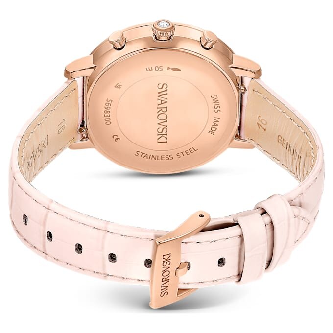 Reloj Matrix Tennis Chrono de fabricación suiza, correa de cuero, color rosa, acabado en tono oro rosa Reloj Matrix Tennis Chrono de fabricación suiza, correa de cuero, color rosa, acabado en tono oro rosa