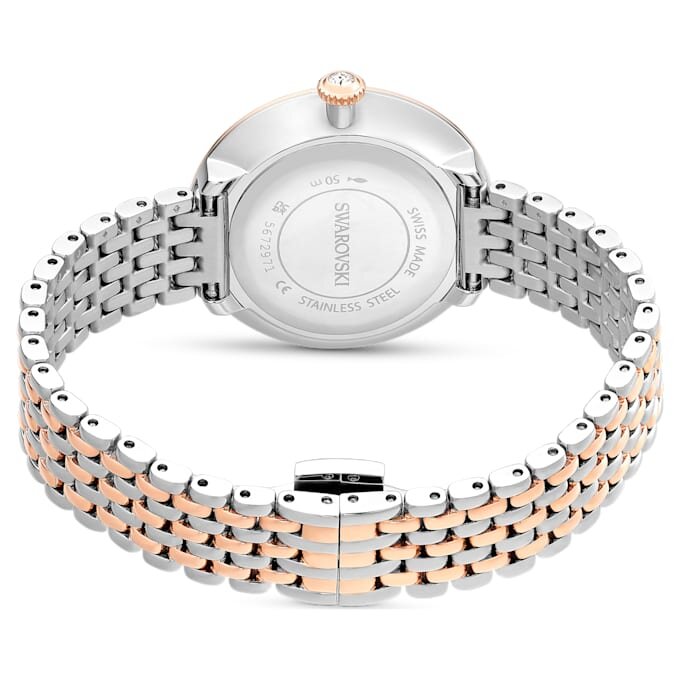 Reloj Matrix Tennis de 7 eslabones, fabricado en Suiza, brazalete de metal, tono oro rosa, acabado de metales mixtos Reloj Matrix Tennis de 7 eslabones, fabricado en Suiza, brazalete de metal, tono oro rosa, acabado de metales mixtos