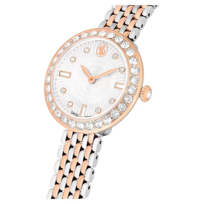 Reloj Matrix Tennis de 7 eslabones, fabricado en Suiza, brazalete de metal, tono oro rosa, acabado de metales mixtos Reloj Matrix Tennis de 7 eslabones, fabricado en Suiza, brazalete de metal, tono oro rosa, acabado de metales mixtos