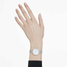 Reloj Matrix Tennis de 7 eslabones, fabricado en Suiza, brazalete de metal, tono plateado, acero inoxidable