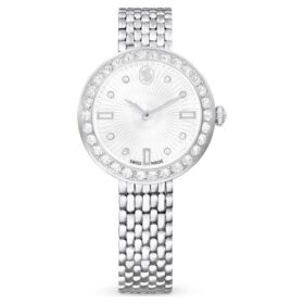 Reloj Matrix Tennis de 7 eslabones, fabricado en Suiza, brazalete de metal, tono plateado, acero inoxidable