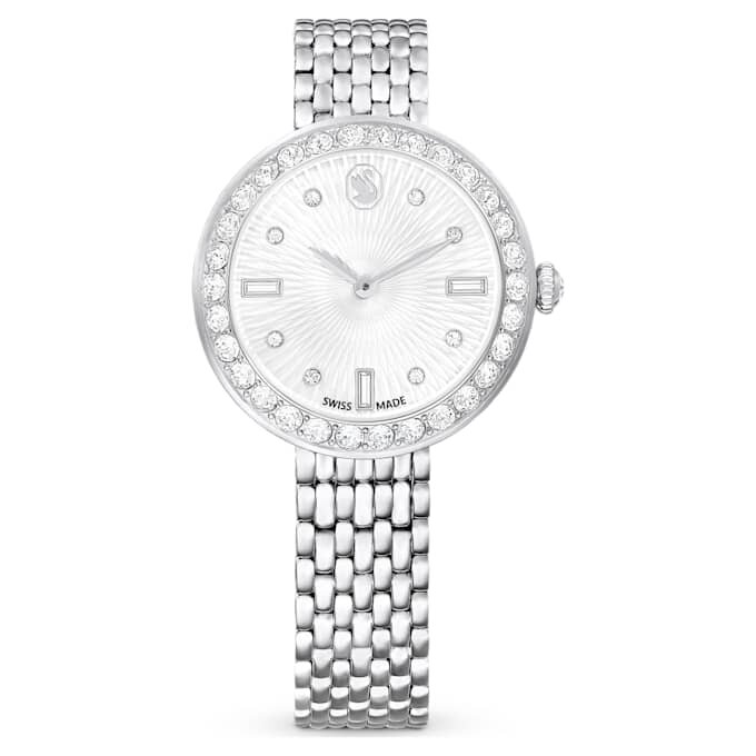 Reloj Matrix Tennis de 7 eslabones, fabricado en Suiza, brazalete de metal, tono plateado, acero inoxidable Reloj Matrix Tennis de 7 eslabones, fabricado en Suiza, brazalete de metal, tono plateado, acero inoxidable