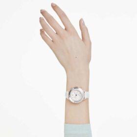 Reloj Octea Chrono de fabricación suiza, correa de cuero, blanco, acabado en tono oro rosa