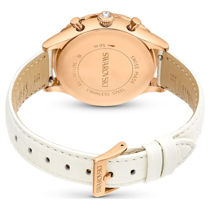 Reloj Octea Chrono de fabricación suiza, correa de cuero, blanco, acabado en tono oro rosa Reloj Octea Chrono de fabricación suiza, correa de cuero, blanco, acabado en tono oro rosa