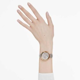 Reloj Octea Chrono de fabricación suiza, correa de cuero, gris, acabado en tono oro rosa