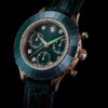 Reloj Octea Chrono de fabricación suiza, correa de cuero, verde, acabado tono oro rosa Reloj Octea Chrono de fabricación suiza, correa de cuero, verde, acabado tono oro rosa